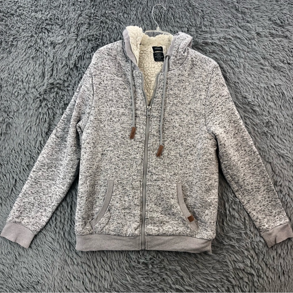 Buffalo David Bitton Jacket Mens Medium Fortino Full-Zip Sherpa-Lined Hoodie